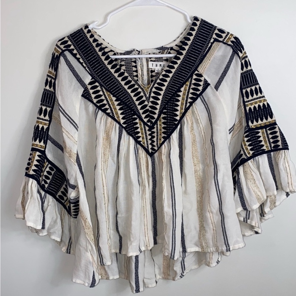 THML Embroidered Flowy Top Large